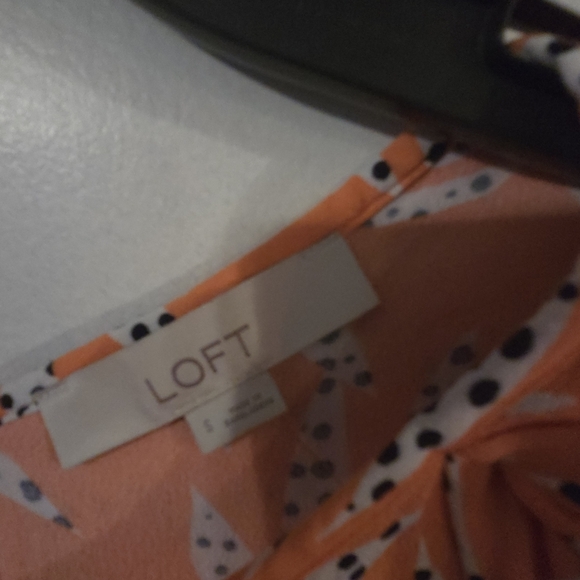 LOFT Orange Leaf Print Blouse - Picture 3 of 3